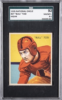 1935 National Chicle #27 "Bull" Tosi, Scarce "High Number" – SGC 92 NM-MT+ 8.5
